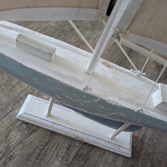 Large Decorative Sailboat with Starfish Accent Nautical Home Decor 24x16" - Picture 5 of 6